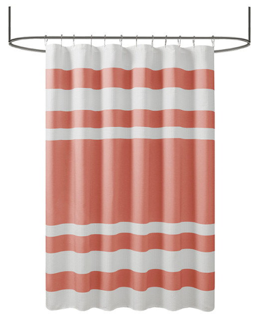 Madison Park Spa Waffle Shower Curtain With 3M Treatment, Coral