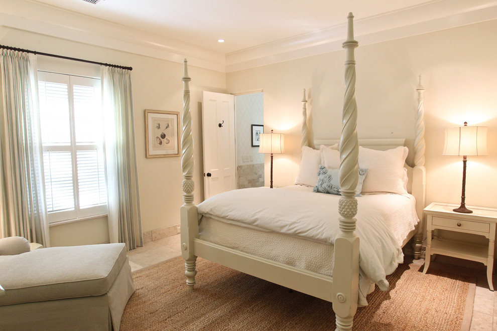 Inspiration for a traditional bedroom in Charleston with beige walls.
