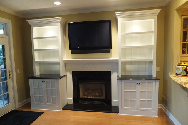 concord custom cabinetry and fireplace - traditional - living room