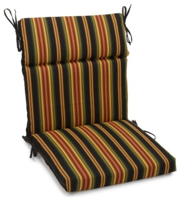 18"x38" Spun Polyester Outdoor Squared Seat/Back Chair Cushion, Lyndhurst Raven