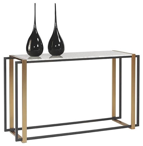 Evelien Console Table Black Brass, Black Contemporary Sofa Table