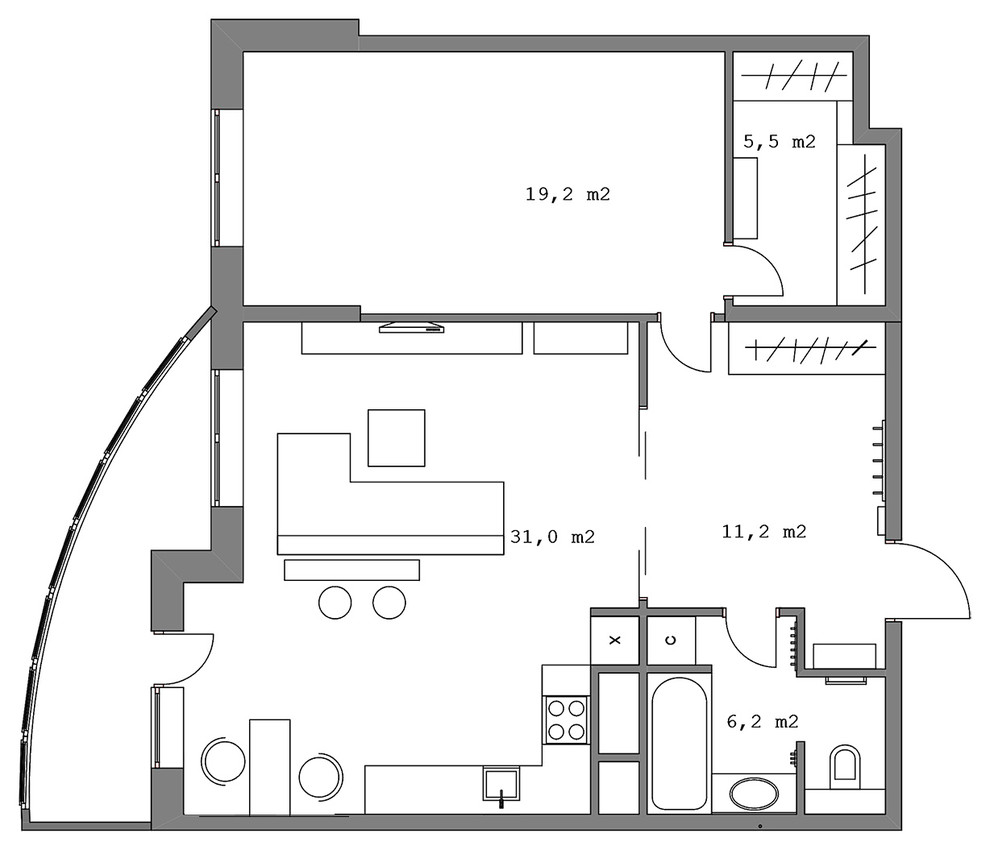 Монпансье - план квартиры после перепланировки