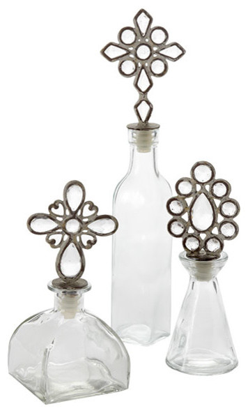 Jewel Topped Bottles – Set of Three