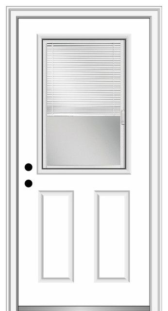 Mini Blinds 1 2 Lite 2 Panel Fiberglass Smooth In Swing Front Door Primed 33 5