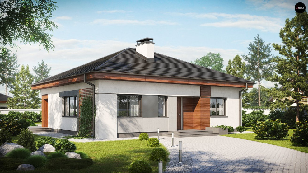 Z273 Проект стильного одноэтажного дома в классическом стиле.