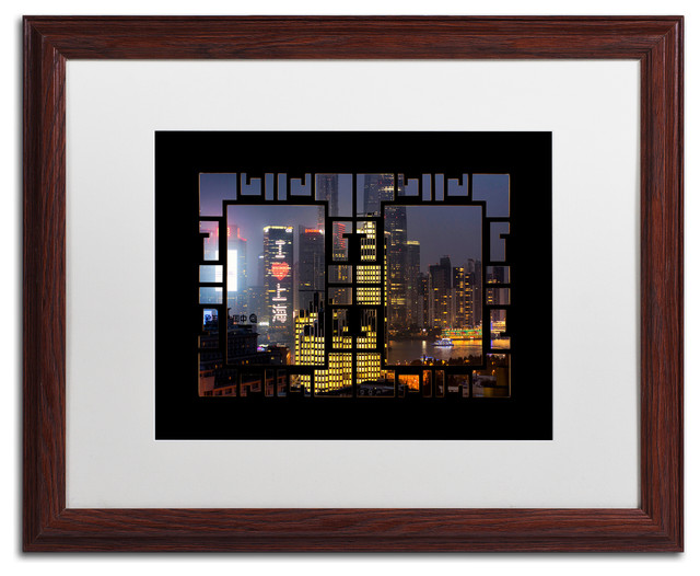 Philippe Hugonnard 'Love Shanghai' Art, Wood Frame, White Matte, 20"x16"
