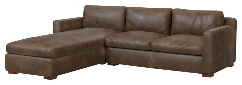 Tribecca Sofa Chaise, Whiskey Leather, Left Hand Facing