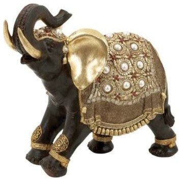 indian style polystone decorative elephant with gold accents contemporary home decor - Elephant Home Decor indian style polystone decorative elephant with gold accents contemporary home decor - Elephant Home Decor