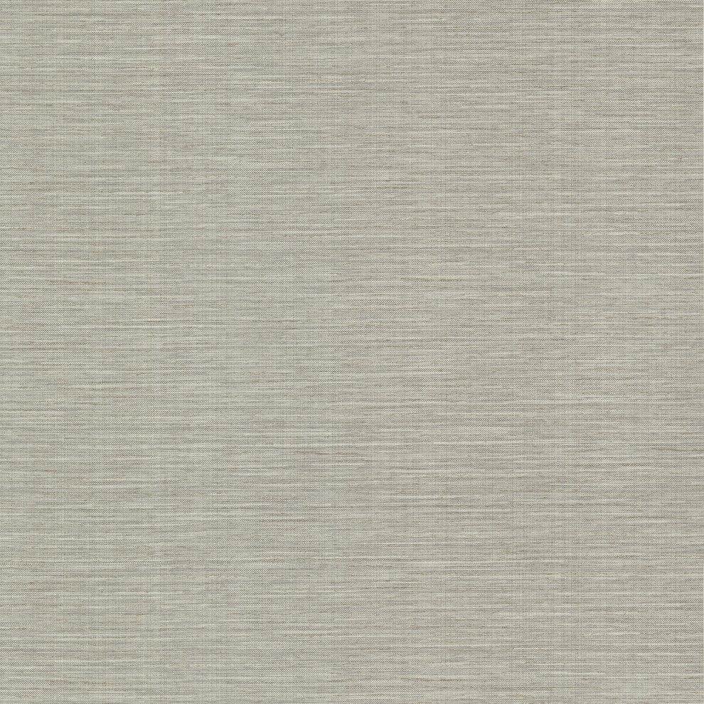 Bay Ridge Light Gray Faux Grasscloth Wallpaper Transitional