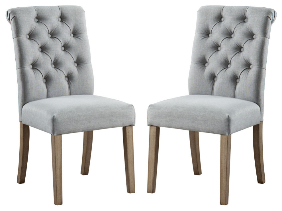 Button Tufted Armless Dining Room Chairs, Set of 2 Transitional