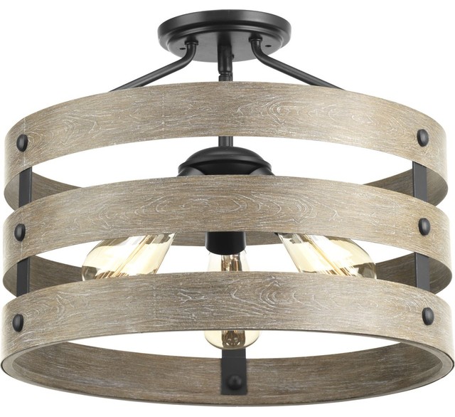 Gulliver 3 Light Semi Flush Convertible Farmhouse Flush Mount