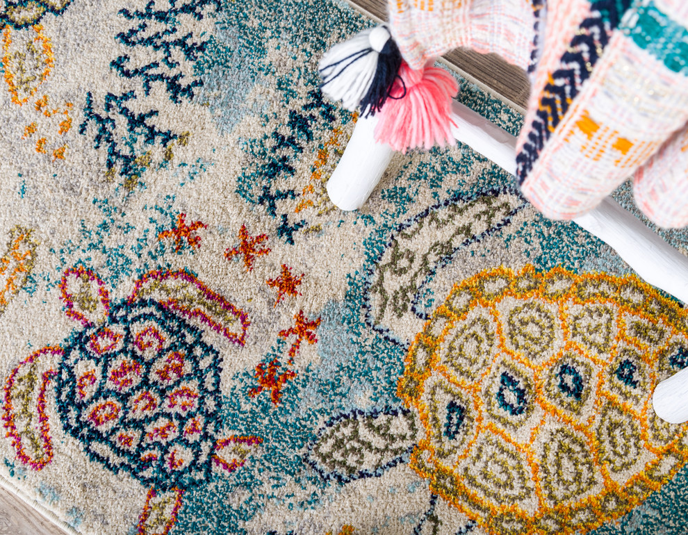 Unique Loom Treasure Positano Rug, 2'x6'7" Runner Beach Style Hall And Stair Runners by