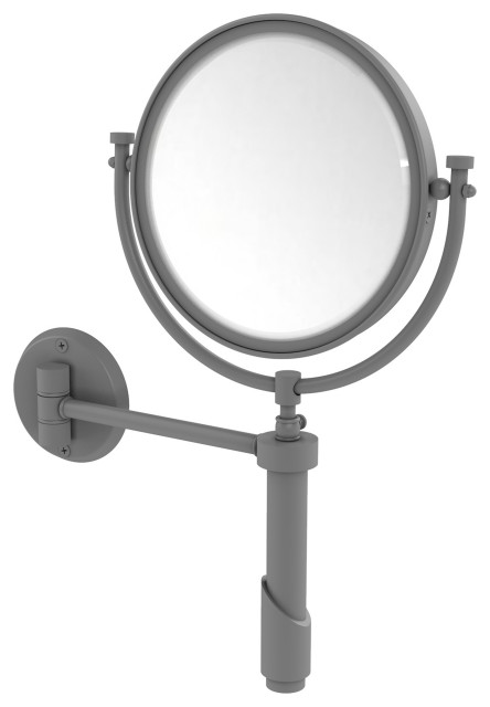 Tribecca Wall-Mount Makeup Mirror 8" Dia, 5X Magnification, Matte Gray