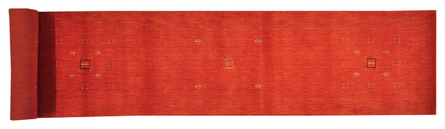 Red 100% Wool Hand Woven 3'x17' XL Runner Lori Buft Gabbeh Rug Sh17004