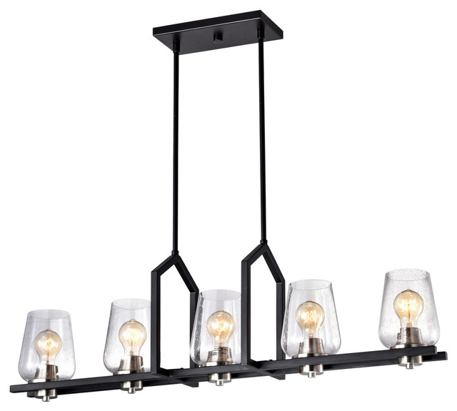 black iron linear chandelier