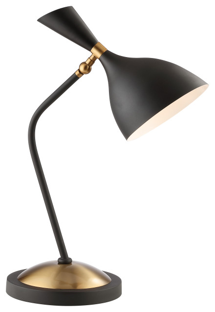 Albert 21.5" Iron Retro Mid-Century LED Table Lamp, Black/Gold by JONATHAN  Y - Midcentury - Desk Lamps - by JONATHAN Y | Houzz