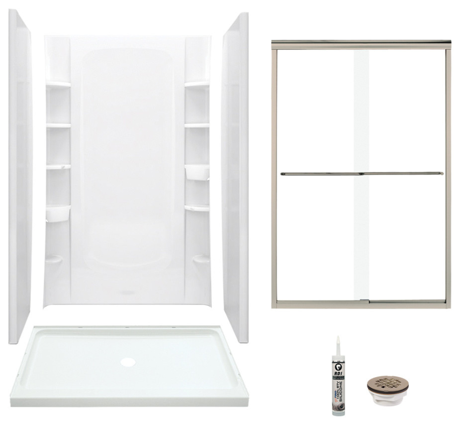 Sterling Store+ Vikrell Center Drain Alcove Shower Kit 72"x24"x48
