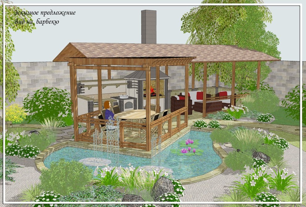 Эскизные проекты беседок, зон барбекю