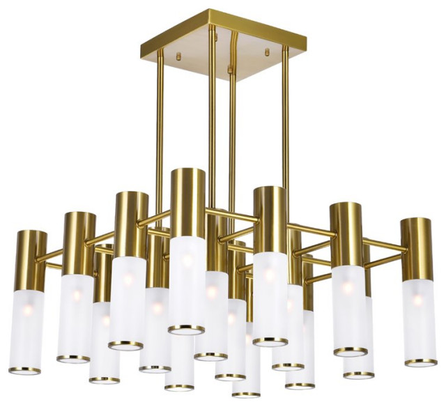 CWI Lighting Pipes 16Light Contemporary Metal Chandelier in Brass Transitional Chandeliers