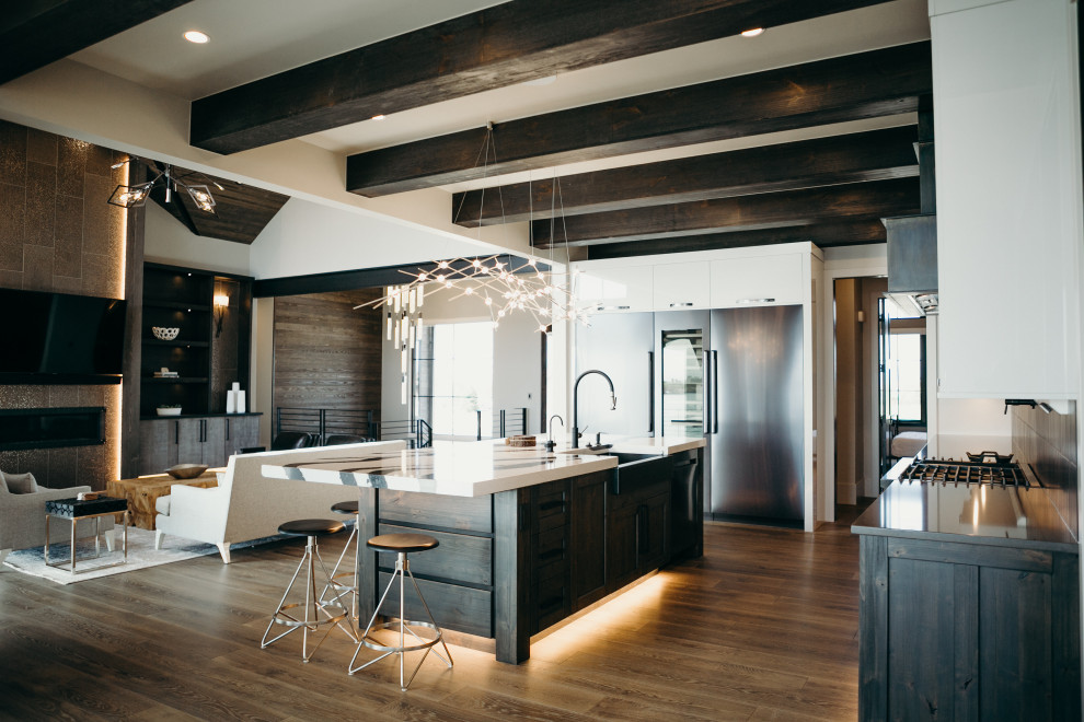 Example of a mountain style kitchen design in Denver