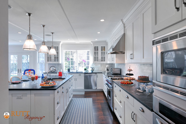 long island white kitchen featuring rutt regency cabinetry