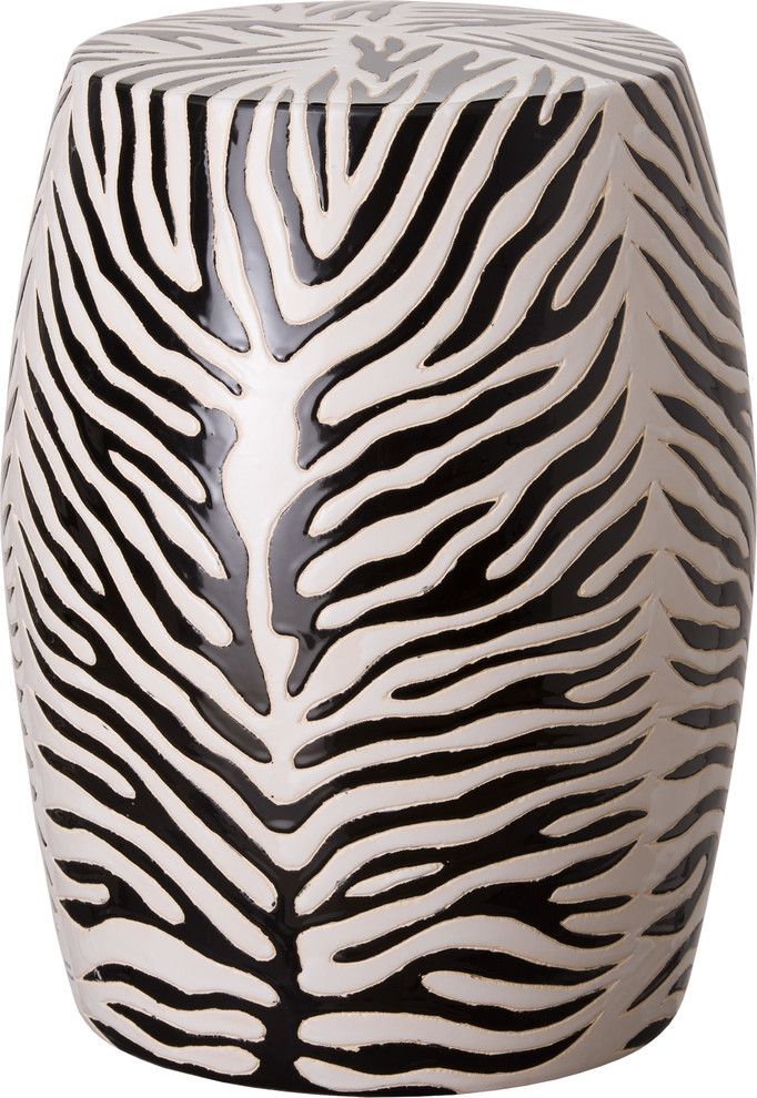 Zebra Stool, Black & White 14X19"H