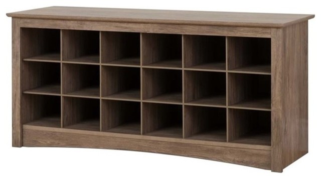 Atlin Designs 18 Cubby Shoe Storage Bench Drifted Gray Atlin Designs 18 Cubby Shoe Storage Bench Drifted Gray By Homesquare