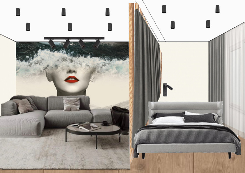 Брутальная квартира для холостяка с камином, вращающимся ТВ и девушкой