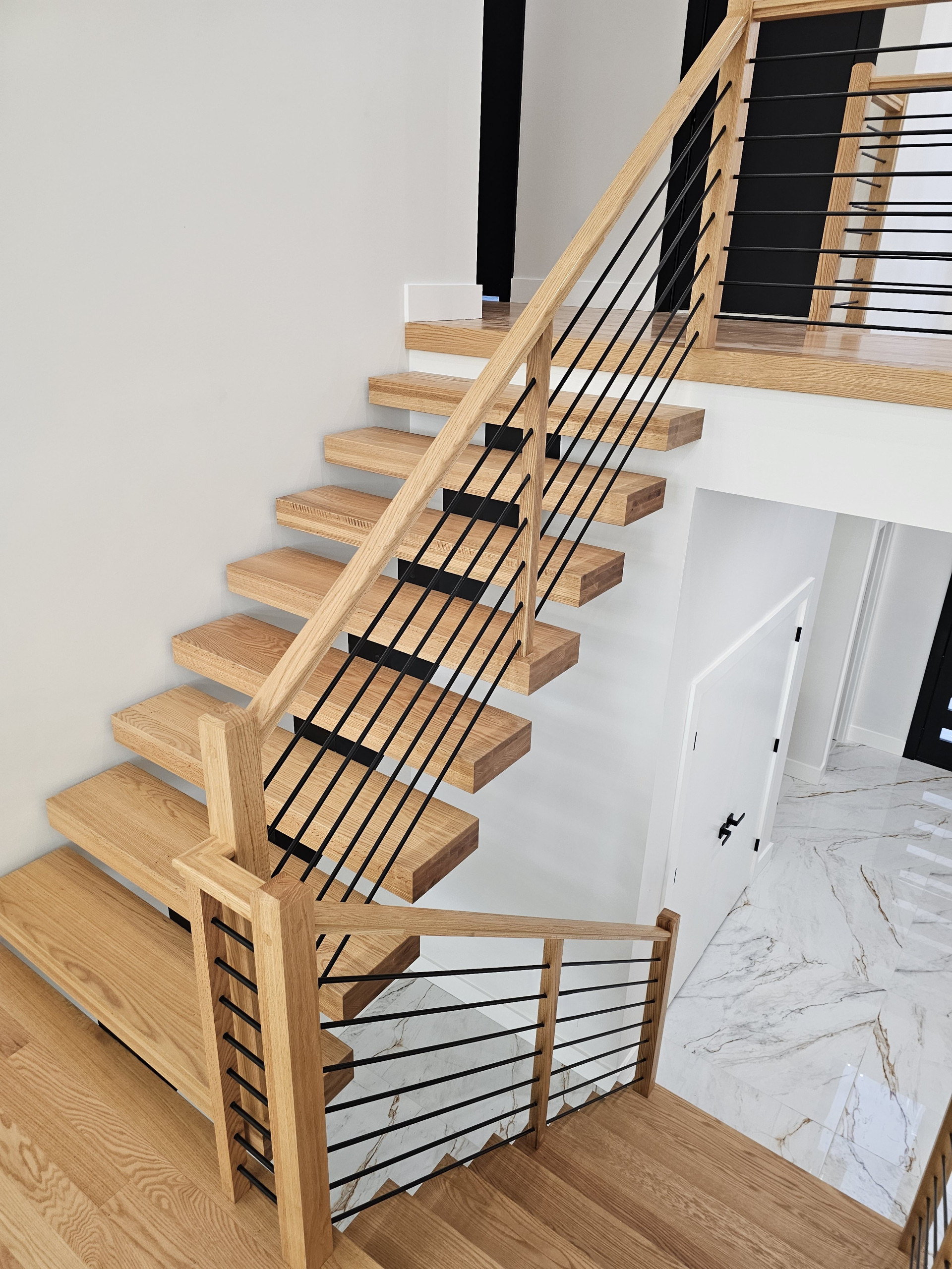 143_Modern Floating Red Oak and Metal Staircase, Sterling, VA