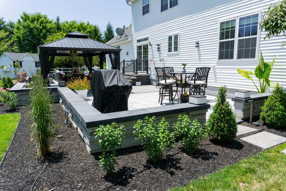 Plainsboro, NJ: Rear Paver Patio, Landscaping, Fire Feature & Pavilion