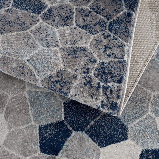 2' X 10' Navy Blue Cobblestone Pattern Runner Rug - Contemporary - Hall ...