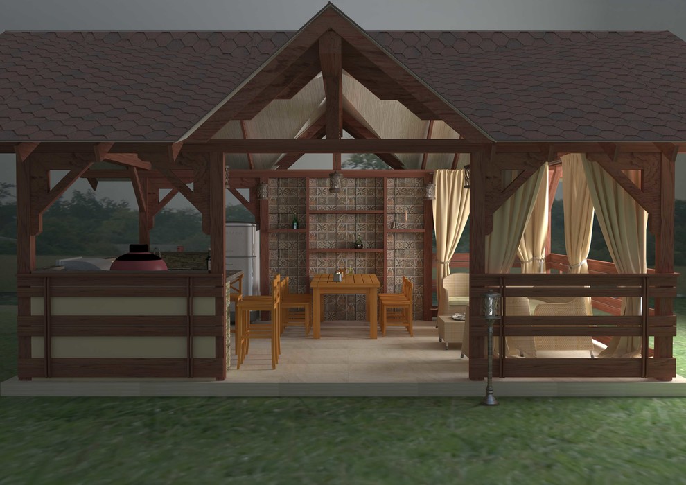 Летняя кухня с барбекю