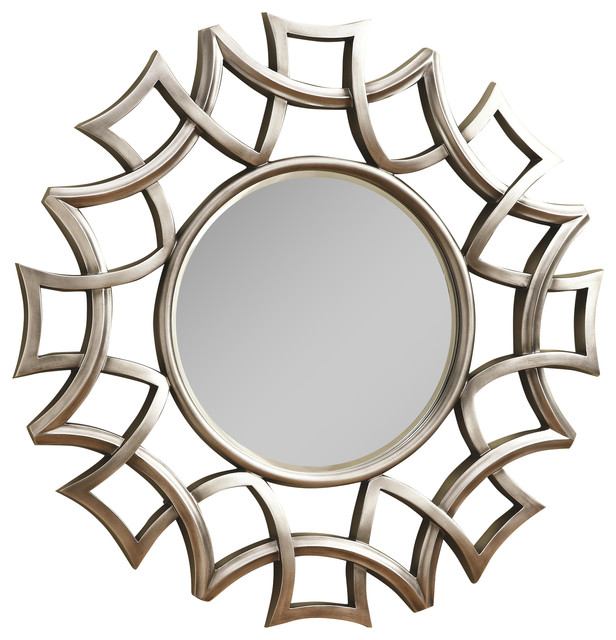 Coaster Starburst Accent Mirror Silver Finish Contemporary Wall Coaster Starburst Accent Mirror Silver Finish