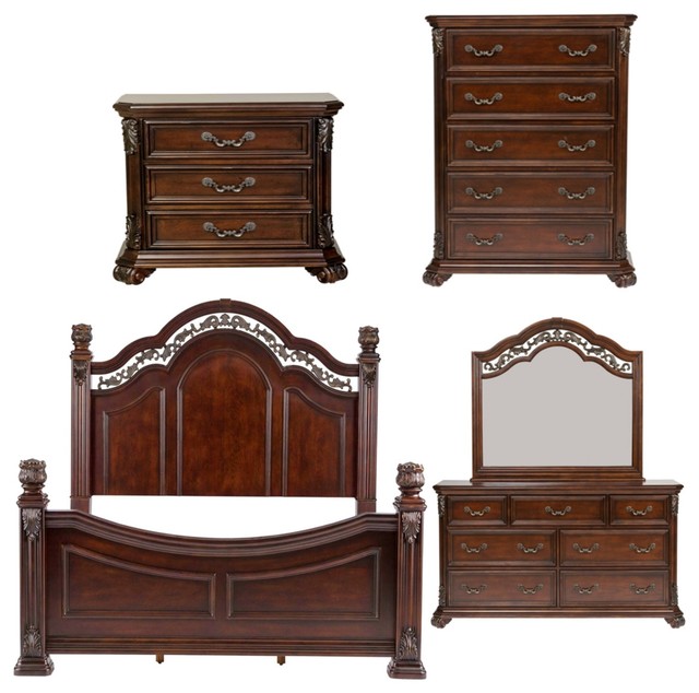 Liberty Furniture Messina Estates 5 Pc Poster Bedroom Sets 41 In Cognac Queen
