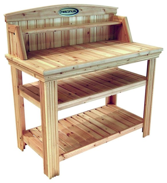 Hilton Furnitures Natural Cedar Wood Potting Bench Garden 