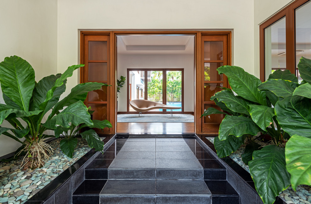 This is an example of a modern foyer in Singapore.