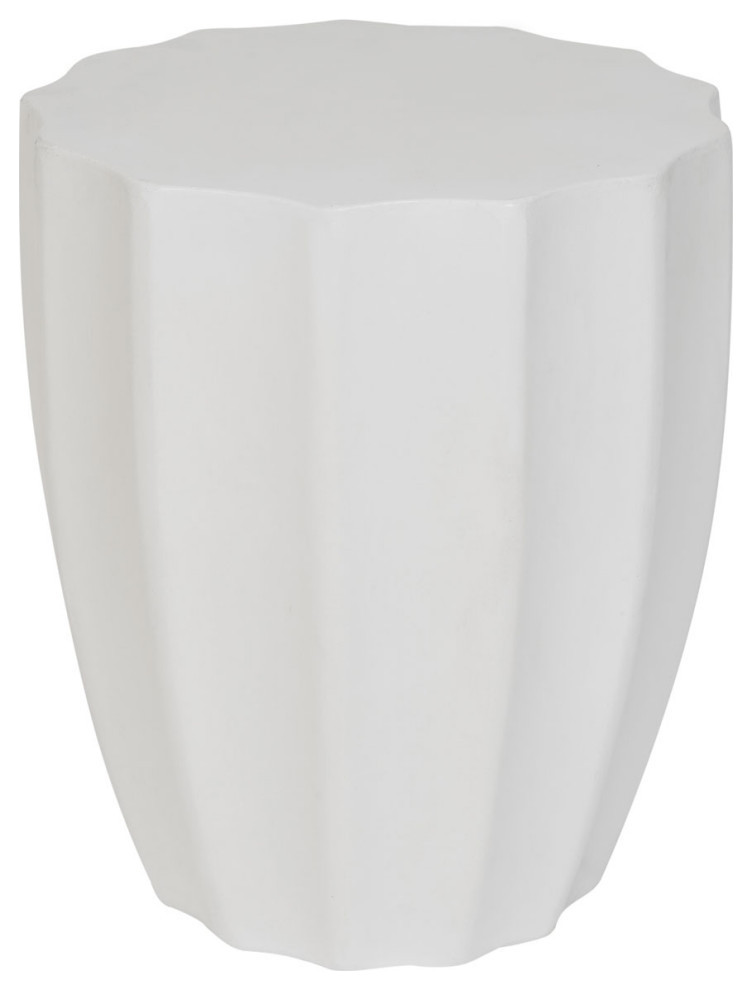 Connor Indoor/Outdoor Modern Concrete Round 17.7" Accent Table, Ivory