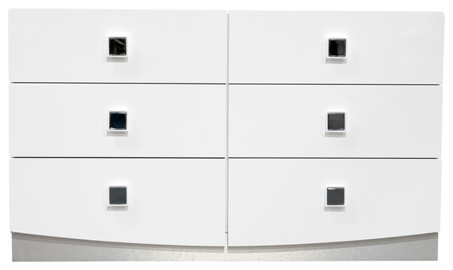 France Modern High Gloss 6 Drawer Dresser White Transitional France Modern High Gloss 6 Drawer Dresser White