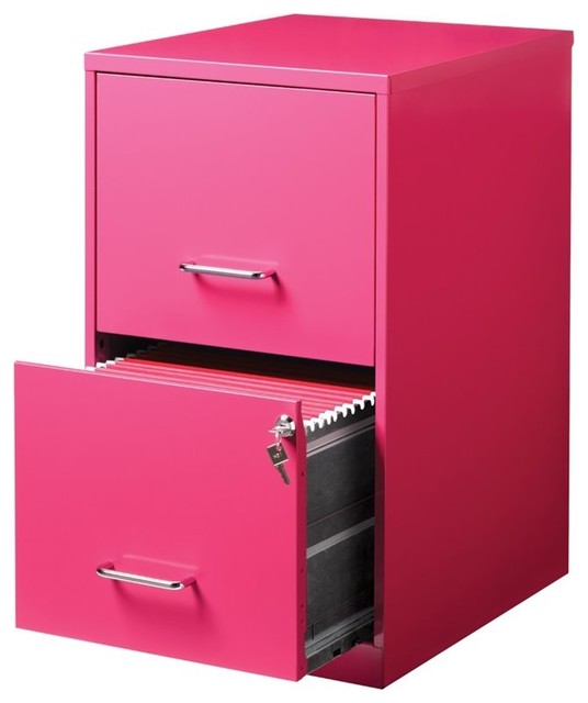 Space Solutions 18" Deep Metal 2 Drawer Metal File Cabinet Pink