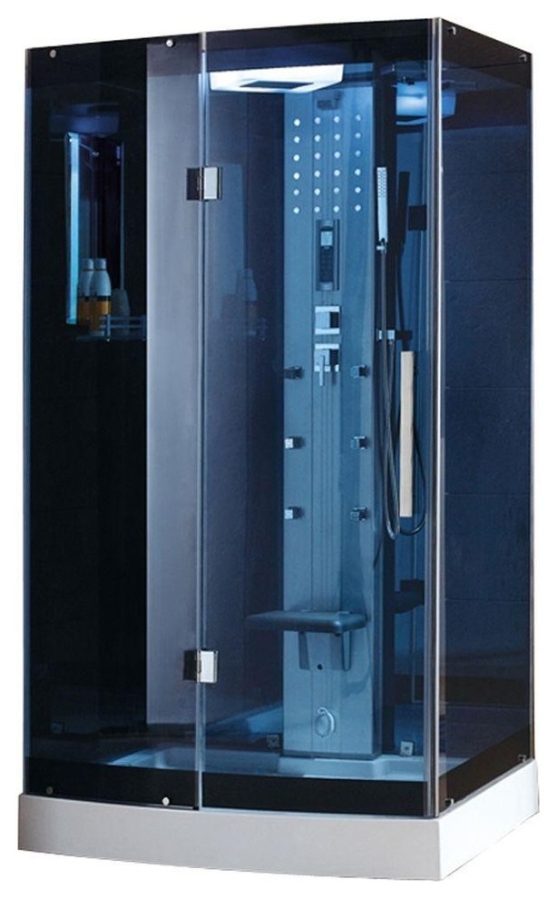 47" Corner Steam ShowerBlue Glass Contemporary Steam Showers by