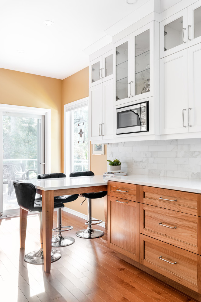 Mid-sized transitional home design photo