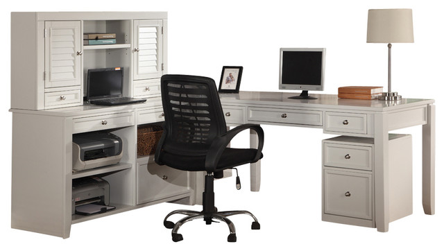Boca 4 Piece L Shaped Desk Cottage White Desks And Hutches By