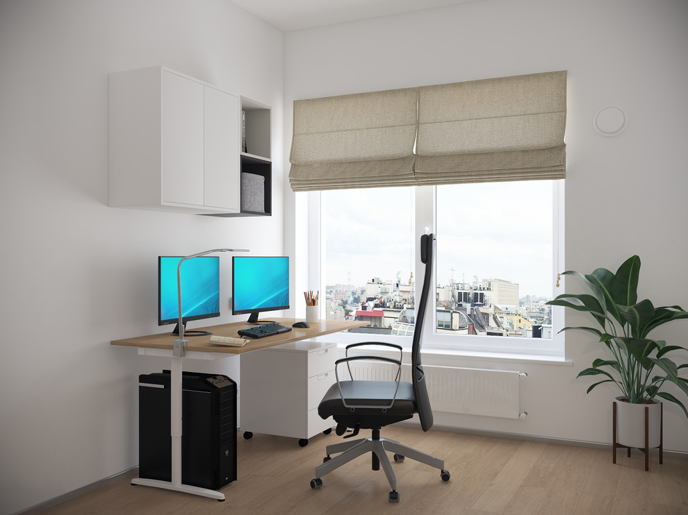 Скандинавский Минимализм. Рабочая зона с трансформируемым по высоте столом