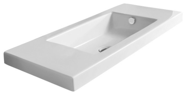 Rectangular White Ceramic Wall Mounted, or Built-In Sink - Modern ...