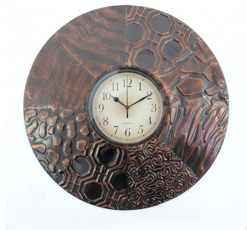 Vintage Espresso Finished Metal Wall Clock Traditional Wall Clocks