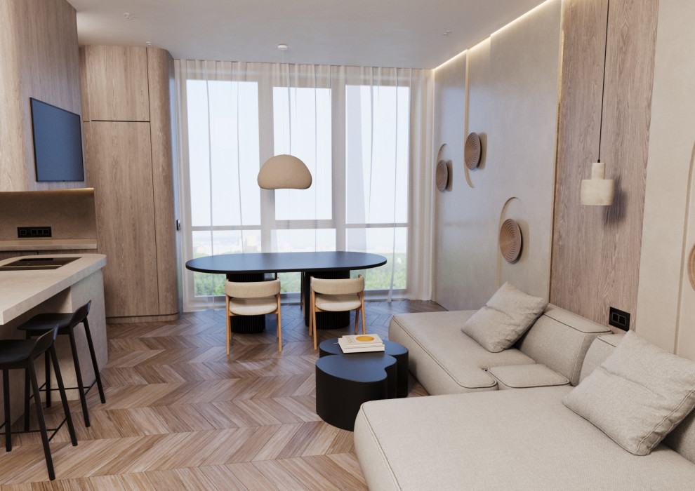 Дизайн-проект квартиры 62м2 ЖК Манхэттен Челябинск, стиль джапанди