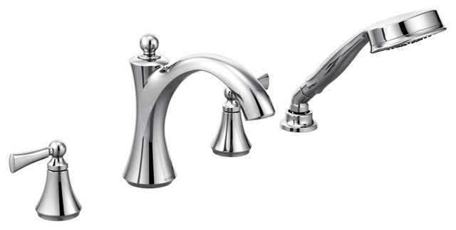 Moen Wynford 2 Handle Diverter Roman Tub Faucet Includes Hand