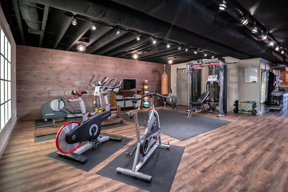Industrial home gym in Boston.