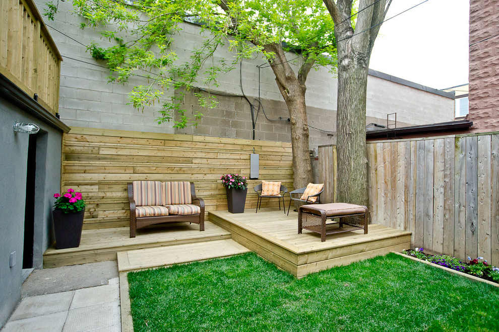 This is an example of a small contemporary deck in Toronto with no cover.