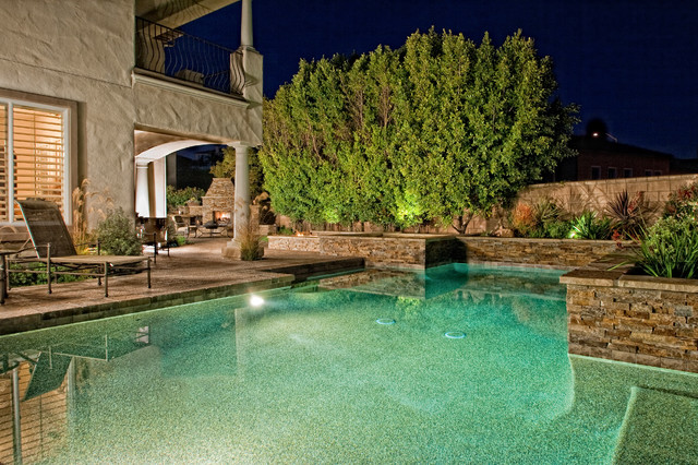 Contemporary Backyard contemporary backyard pool with fireplace Contemporary Backyard contemporary backyard pool with fireplace